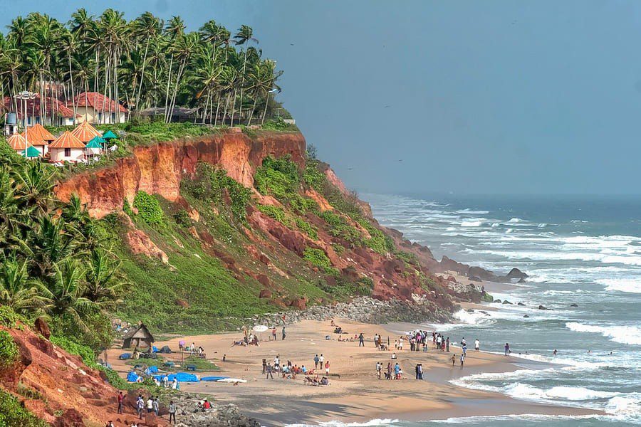 Beach view of Varkala beach cliff
