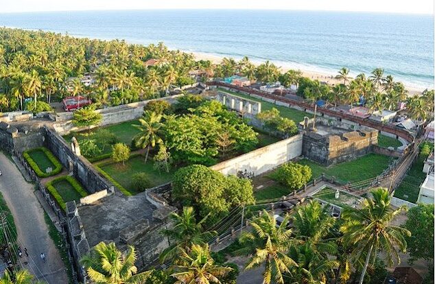 Aerial view of Anjengo Fort & Lighthouse